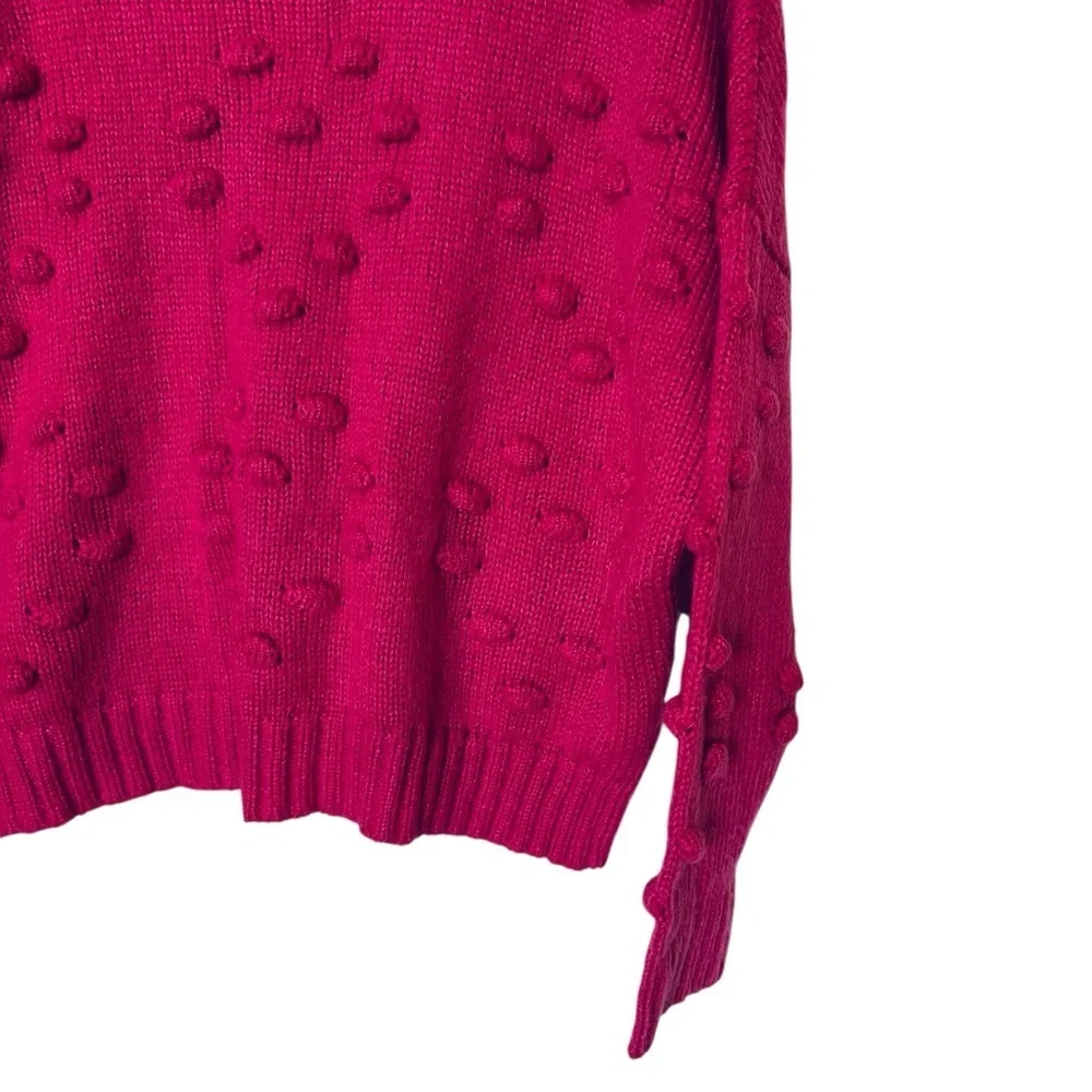 John + Jenn | Pink Raspberry Heart Bubbles Chunky Turtleneck Sweater Size Medium